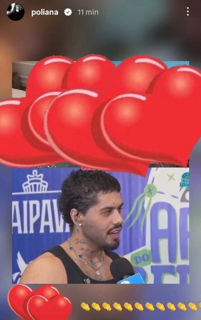  Influenciadora deixou visível apenas o trecho da entrevista concedida pelo filho
