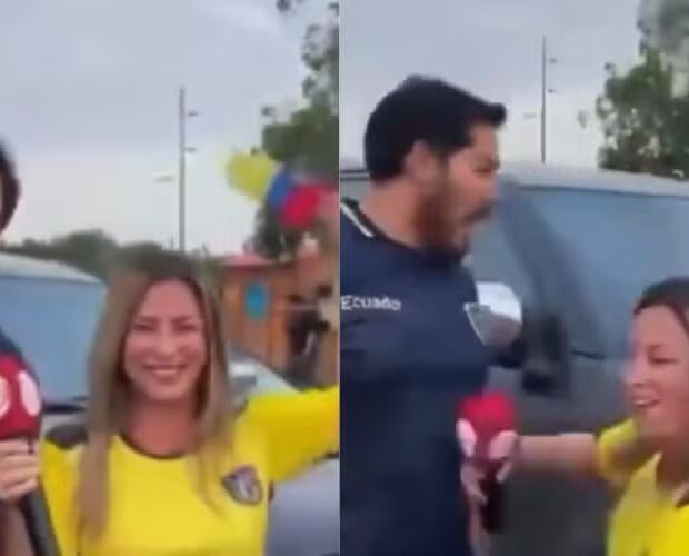 Kerlly Loor foi atingida por um carro enquanto fazia transmissão ao vivo durante festa do Equador