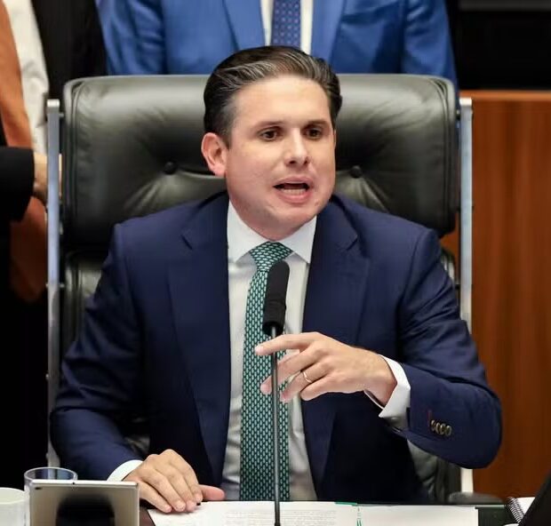 113266834 brazils chamber of deputies speaker hugo motta speaks during a plenary session on a b