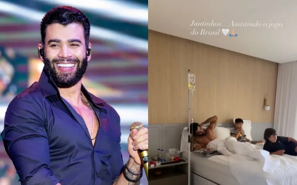 Gusttavo Lima apareceu de cama e tomando soro após cancelar show em Surubim