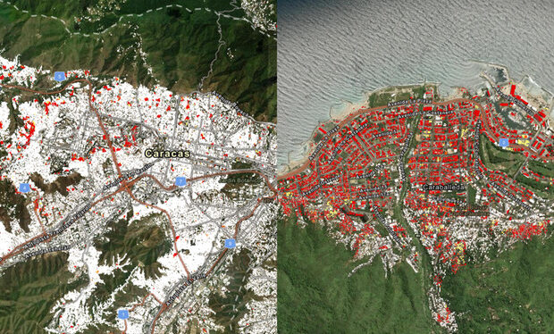 imagens divulgadas pela nasa da capital caracas e da cidade de caraballeda no litoral