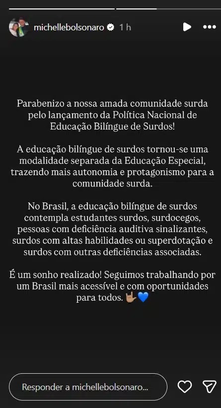 Ex-primeira-dama chamou a iniciativa de “sonho realizado” nas redes sociais