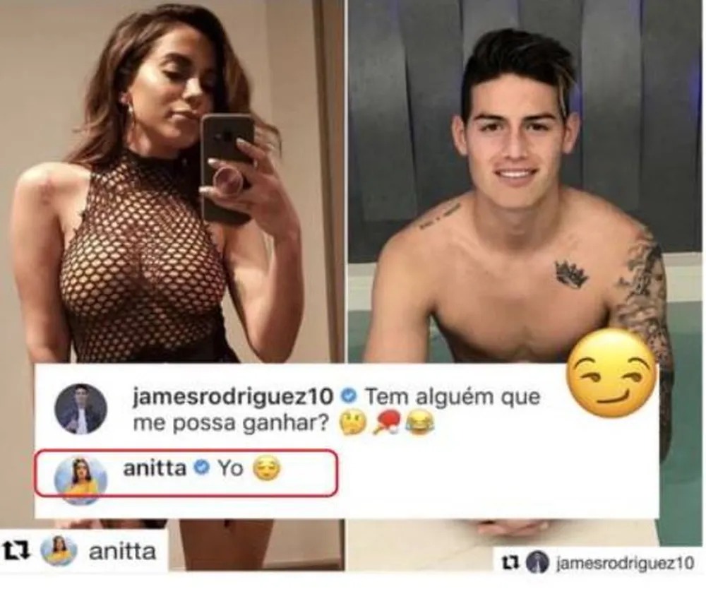 Anitta já foi apontada como romance de James Rodríguez