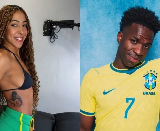 Emelly Souza tatuou o rosto de Vini Jr. na costela após promessa feita na Copa