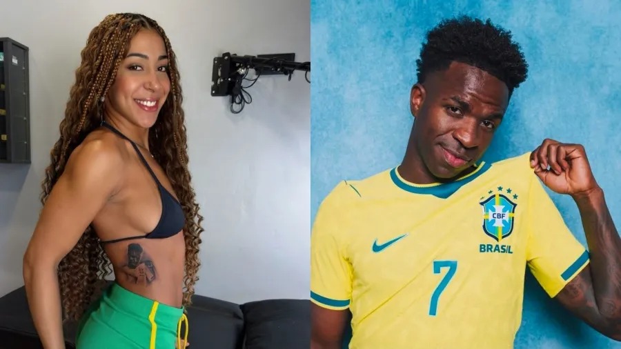 Emelly Souza tatuou o rosto de Vini Jr. na costela após promessa feita na Copa