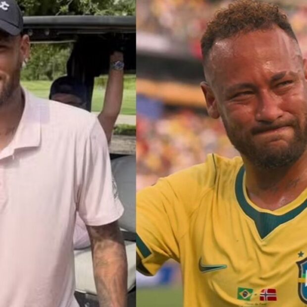 Neymar foi visto sorridente em campo de golfe nos Estados Unidos após eliminação do Brasil