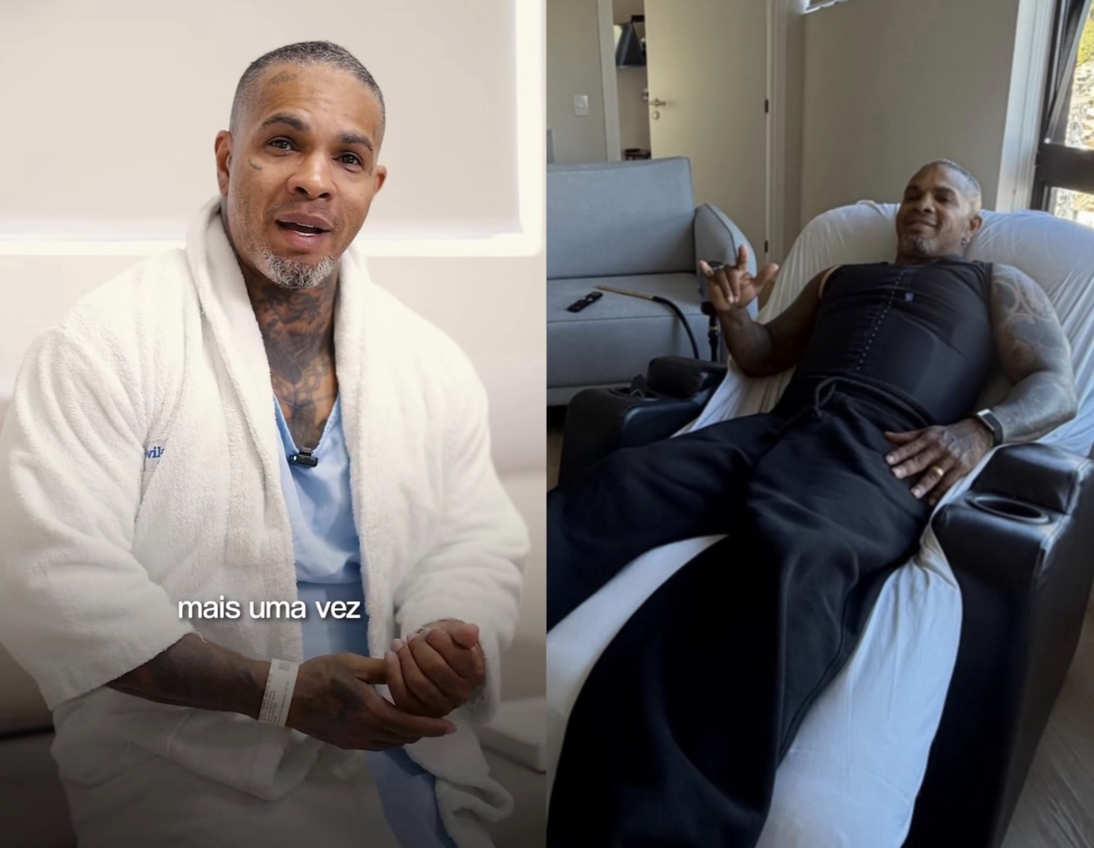 Rodriguinho compartilhou a recuperação após passar por uma cirurgia reparadora depois de eliminar cerca de 20 quilos.