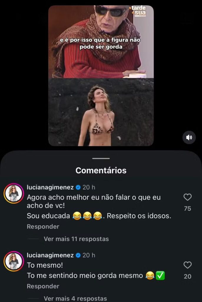  Luciana respondeu com ironia nas redes sociais: “Sou educada. Respeito idosos”