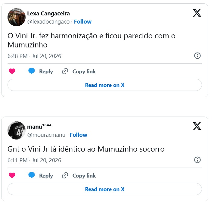 Internautas compararam o atacante a Mumuzinho após especulações sobre possíveis procedimentos
