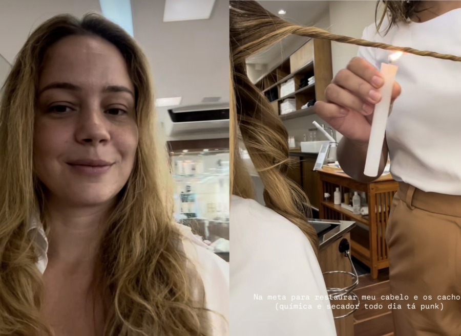  De férias, Leandra iniciou tratamento para recuperar os fios sem cortar o comprimento