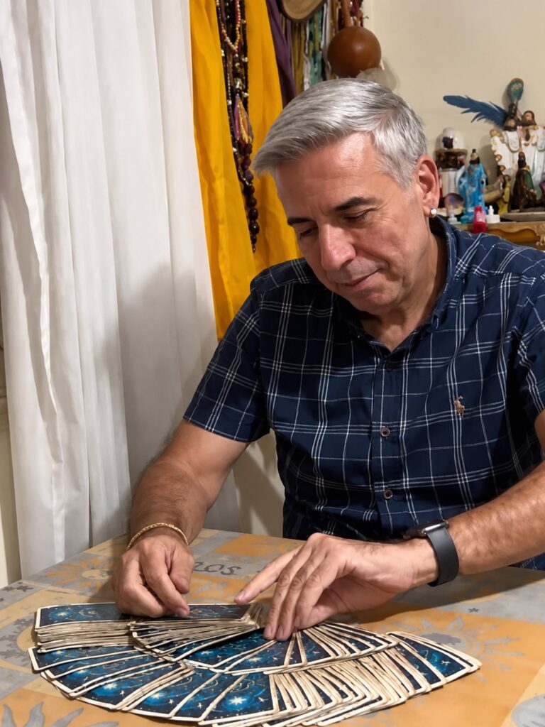 Com uma abordagem voltada ao acolhimento e ao desenvolvimento pessoal, Didgio utiliza o Tarot como ferramenta de reflexão, incentivando as pessoas a ampliarem a percepção sobre seus próprios caminhos e escolhas (Divulgação Pessoal).
