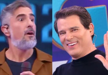 Celso Portiolli reagiu com bom humor após liderar uma pesquisa exibida no Caldeirão com Mion.