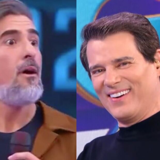Celso Portiolli reagiu com bom humor após liderar uma pesquisa exibida no Caldeirão com Mion.
