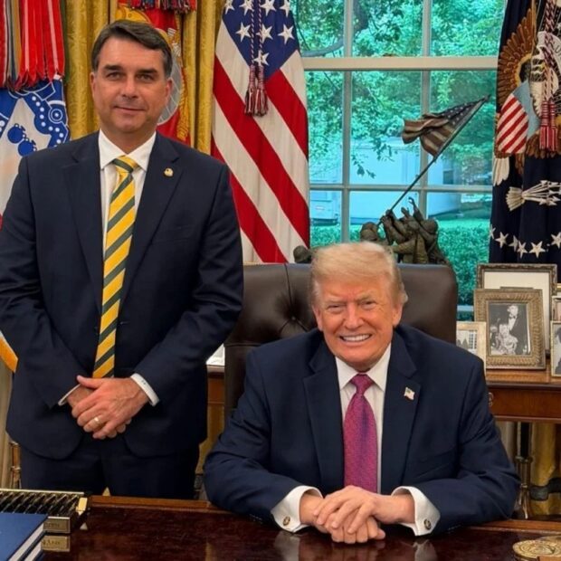 flavio bolsonaro e donald trump foto divulgacao redes sociais