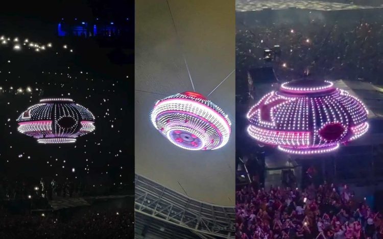 A nova Nave de Xuxa sobrevoa o público e é o grande símbolo da turnê de despedida