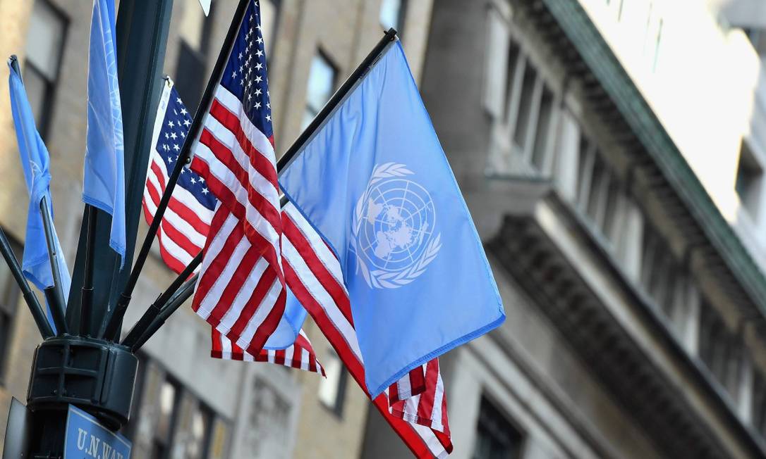 88082019 files in this file photo taken on september 23 2019 flags of the united nations and the
