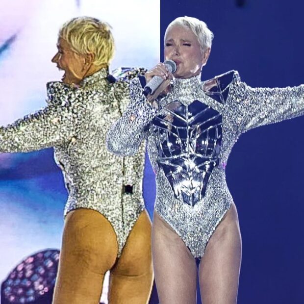 Xuxa usou body ultracavado na estreia da turnê O Último Voo da Nave, em São Paulo