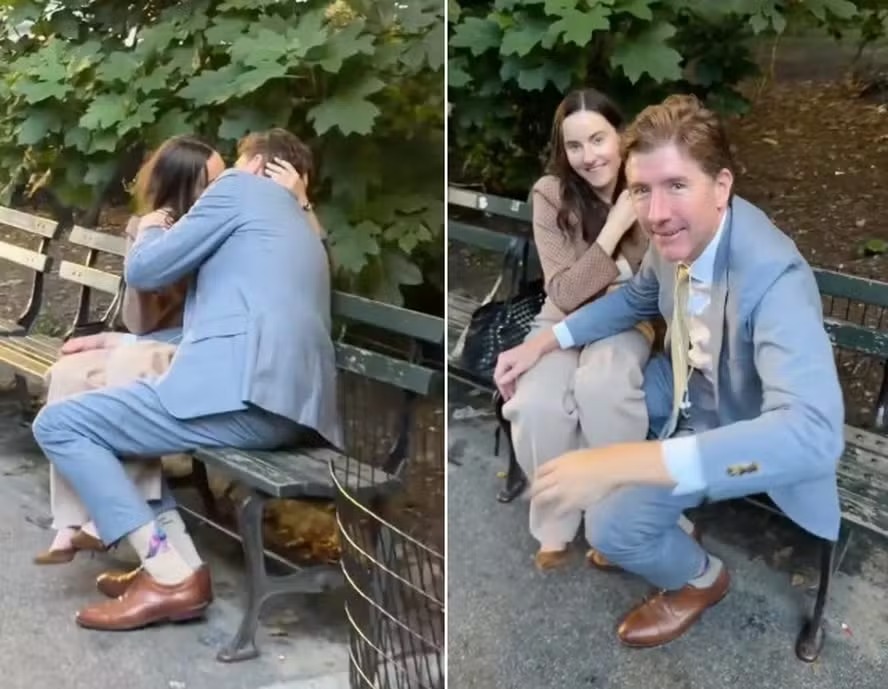 Nathaniel Cullerton foi filmado aos beijos com Kelsey Borenzweig no Central Park