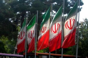 flag of iran in the nishapur railway station square 10