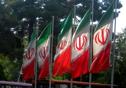 flag of iran in the nishapur railway station square 10