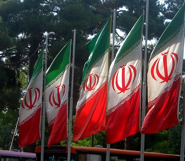 flag of iran in the nishapur railway station square 10