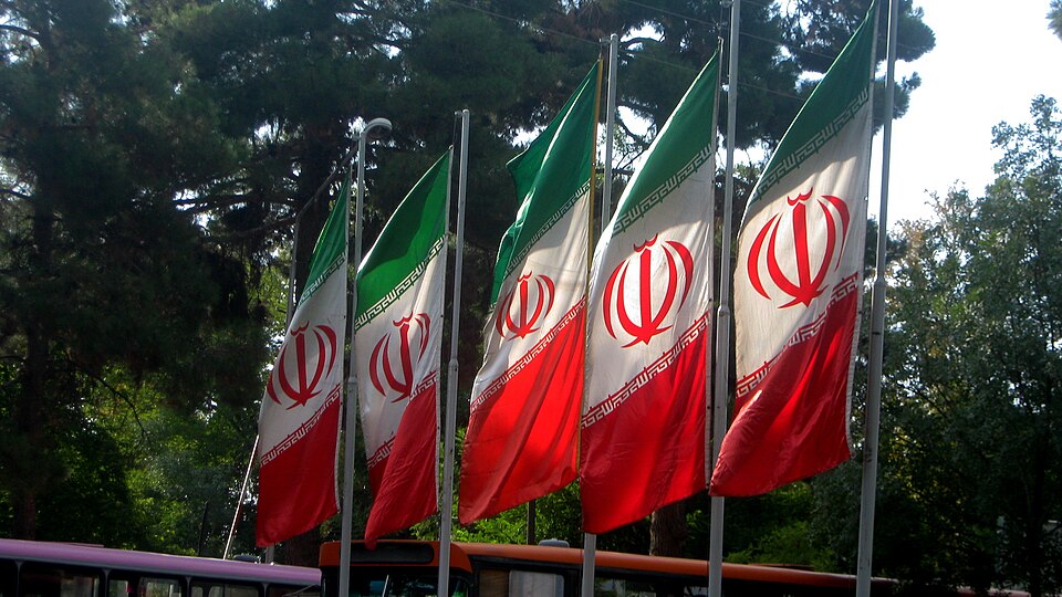 flag of iran in the nishapur railway station square 10