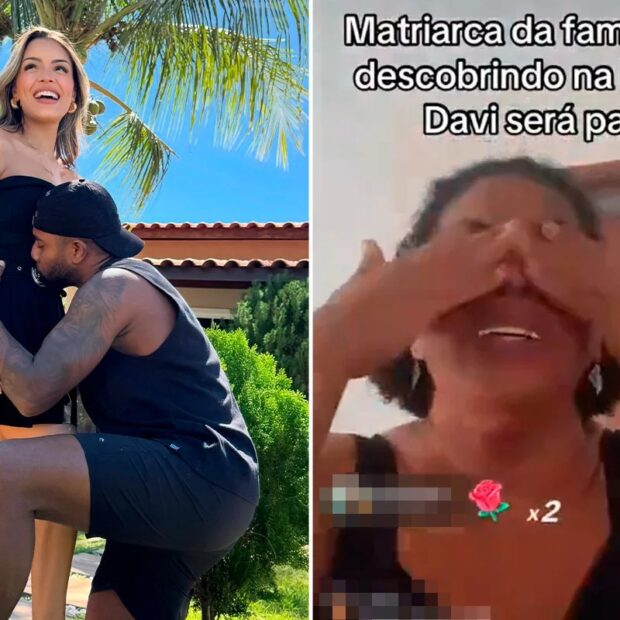 Davi Brito beijou a barriga de Emilly Araújo e deu a entender que anunciaria uma gravidez