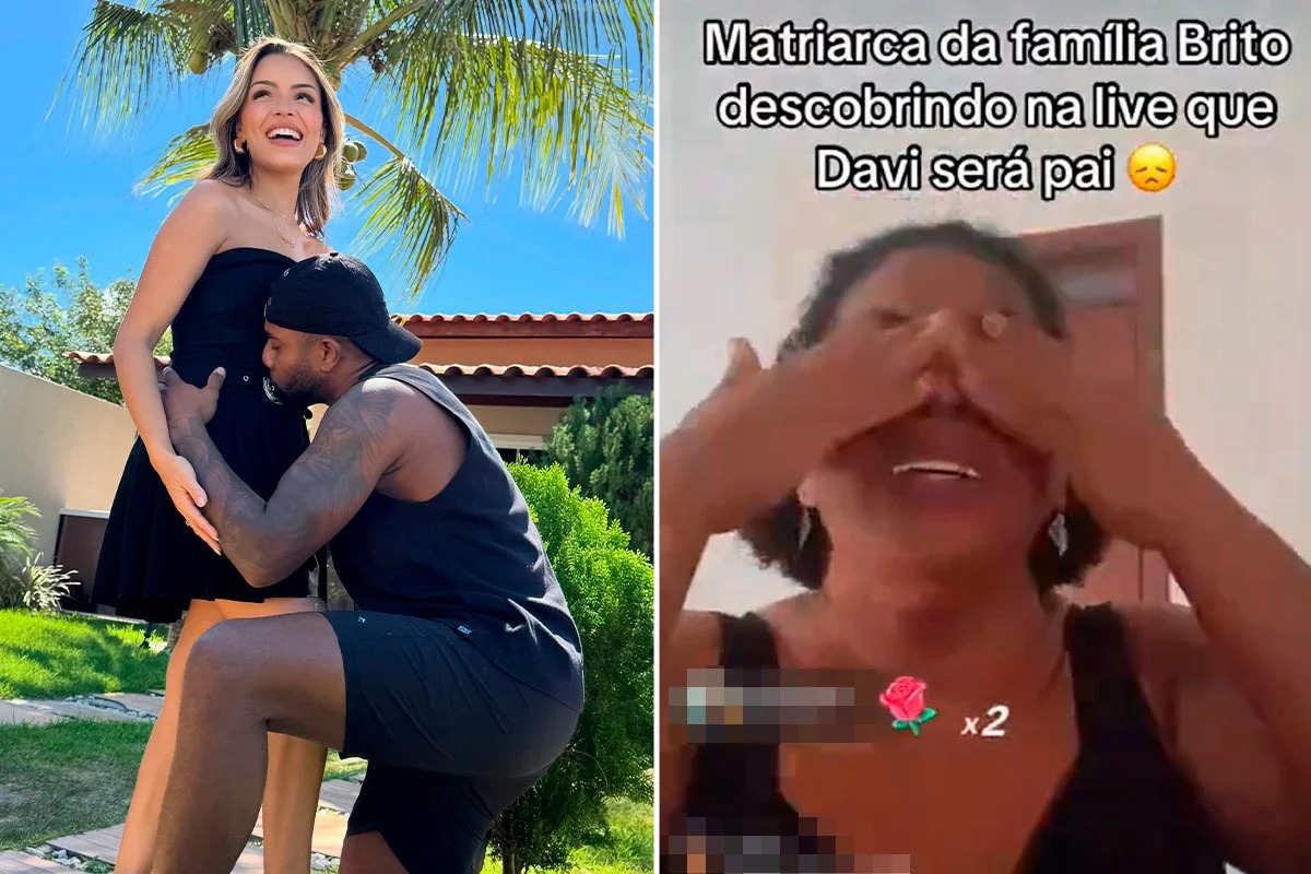 Davi Brito beijou a barriga de Emilly Araújo e deu a entender que anunciaria uma gravidez
