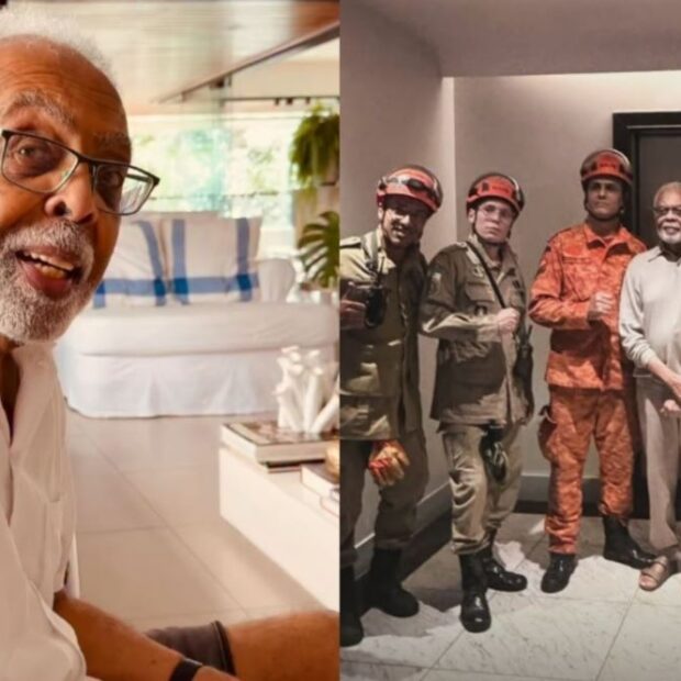 Gilberto Gil foi resgatado por bombeiros após ficar preso em um elevador no Edifício Chopin, em Copacabana