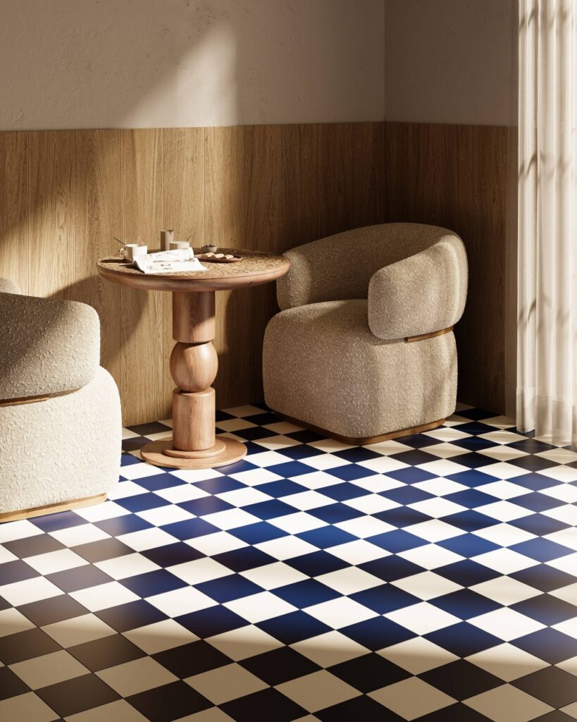 Cocriadora da Decortiles desde 2024, Carol Gay transforma referências urbanas, como bueiros e bocas de lobo, em elementos de design.