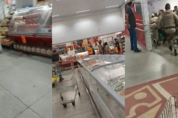 Açougueiro foi levado algemado à delegacia, e o cliente também prestou esclarecimentos