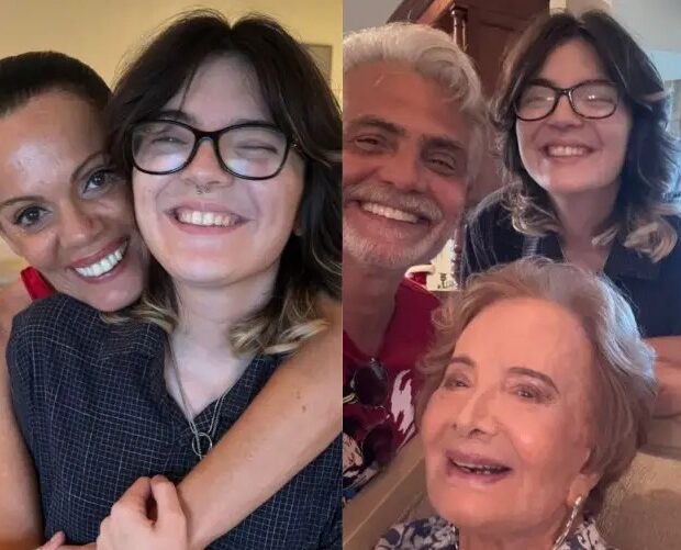 Glória Menezes com Tarcísio Filho, Mocita Fagundes e Theo Fagundes
