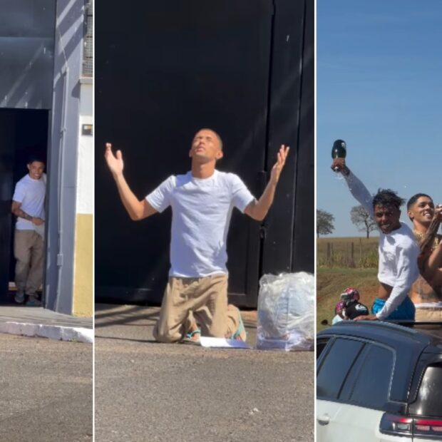 Buzeira ajoelhou em frente ao presídio após deixar o CDP de Caiuá