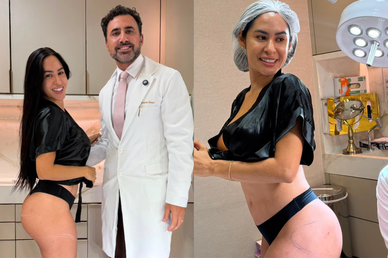 Isabelle Nogueira colocou 40 ml de ácido hialurônico de cada lado do bumbum com Roberto Chacur, médico que também cuida de Virgínia Fonseca. E o planejamento estético já tem próximos capítulos.