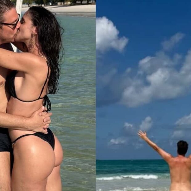 Fábio Porchat posou nu ao lado da noiva, Priscila Castello Branco, em fotos publicadas nas redes sociais