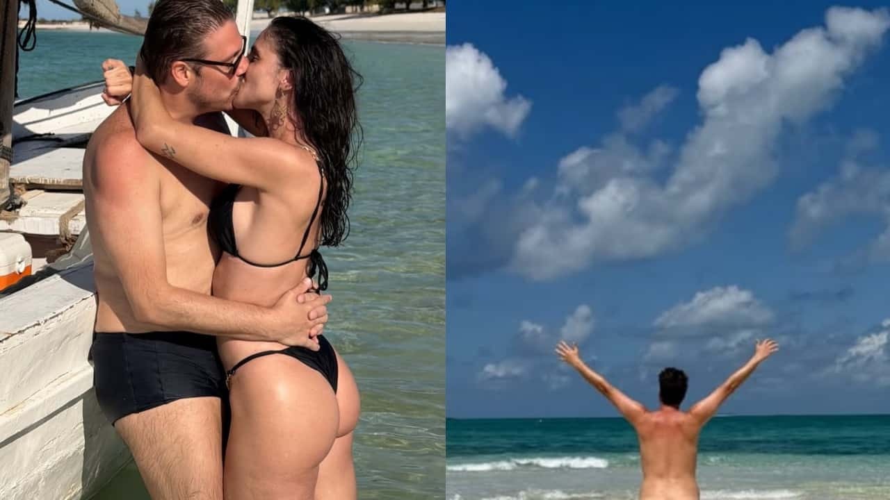 Fábio Porchat posou nu ao lado da noiva, Priscila Castello Branco, em fotos publicadas nas redes sociais