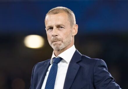 115908527 uefa president aleksander ceferin looks on during the uefa supercup football match between