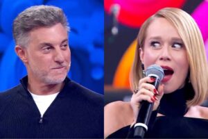 Mariana Ximenes foi flagrada no celular durante participação no Domingão com Huck