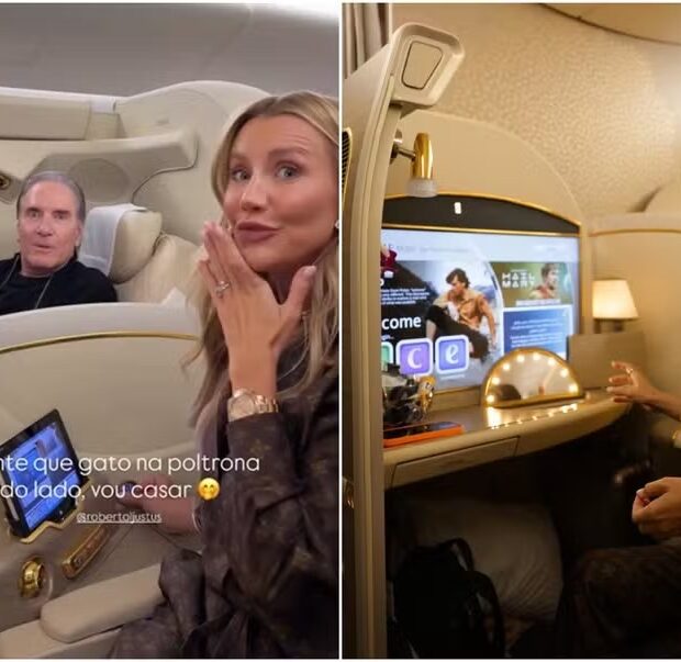 Ana Paula Siebert mostrou os detalhes da cabine de luxo durante viagem à China