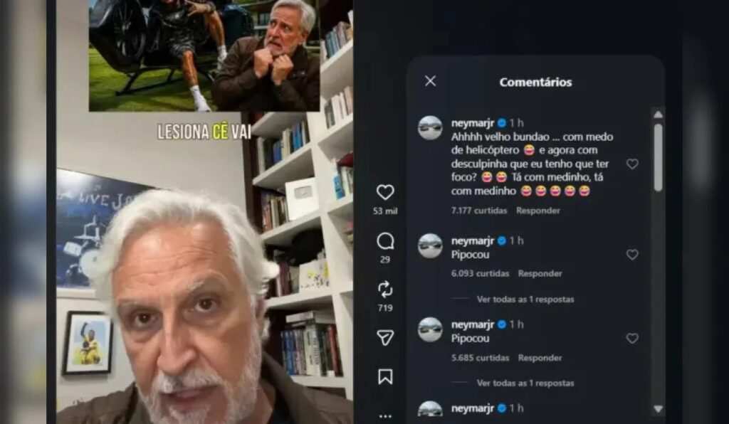 Jornalista de 69 anos propôs um desafio de dribles ao camisa 10 do Santos
