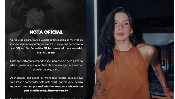 Cantora relatou sintomas gripais e disse que precisava cuidar da voz antes do próximo show
