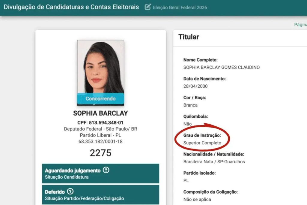 Assessoria informou que pedirá a correção do dado na Justiça Eleitoral