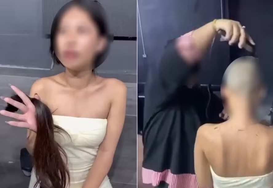 Foto 1: Jovem de 18 anos teve a cabeça raspada após não conseguir pagar conta em bar de Bangkok Foto 2: Vídeo do momento viralizou e provocou revolta nas redes sociais na Tailândia Jovem de 18 anos teve a cabeça raspada após não conseguir pagar conta em bar de Bangkok Foto 2: Vídeo do momento viralizou e provocou revolta nas redes sociais na Tailândia Foto 3: Gerente do estabelecimento é acusado de ter pressionado a jovem a assinar um acordo