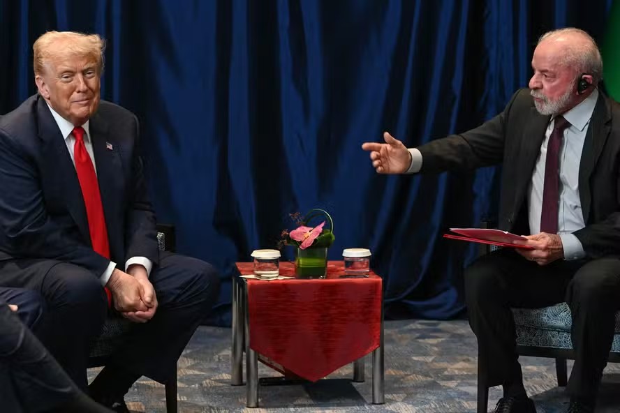 112817517 topshot brazils president luiz inacio lula da silva r talks to us president donald trum