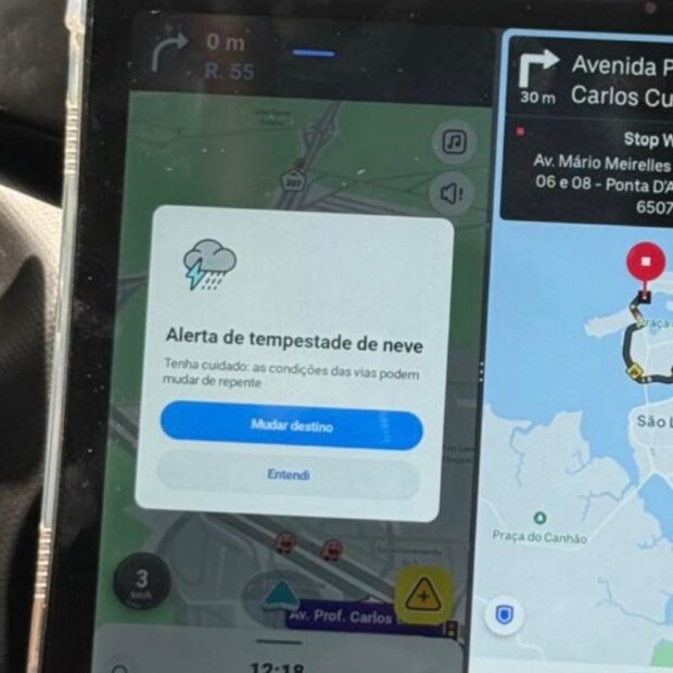 Waze alerta para tempestade de neve