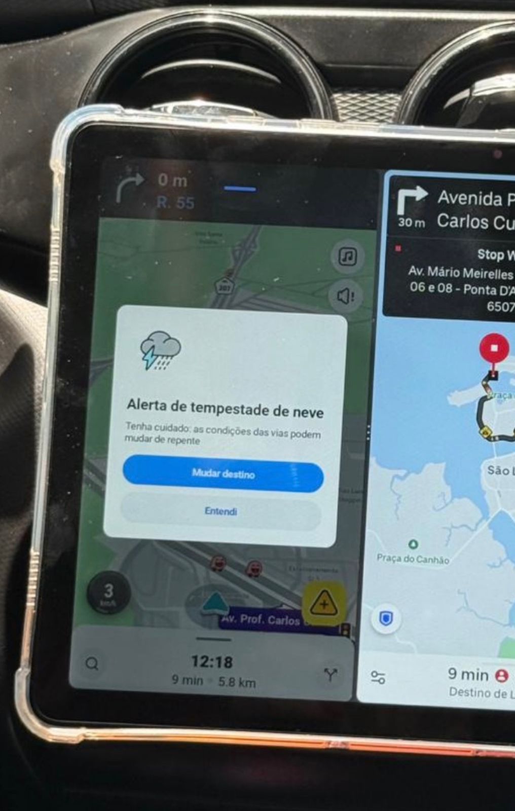 Waze alerta para tempestade de neve