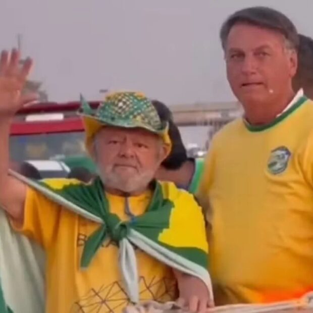 Célio José de Morais, conhecido como “Lula do Bem”, posa ao lado de Jair Bolsonaro