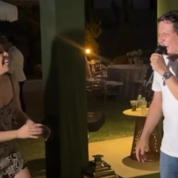 Giovani e Flavinha Correia dançaram juntos durante a festa de 56 anos do cantor