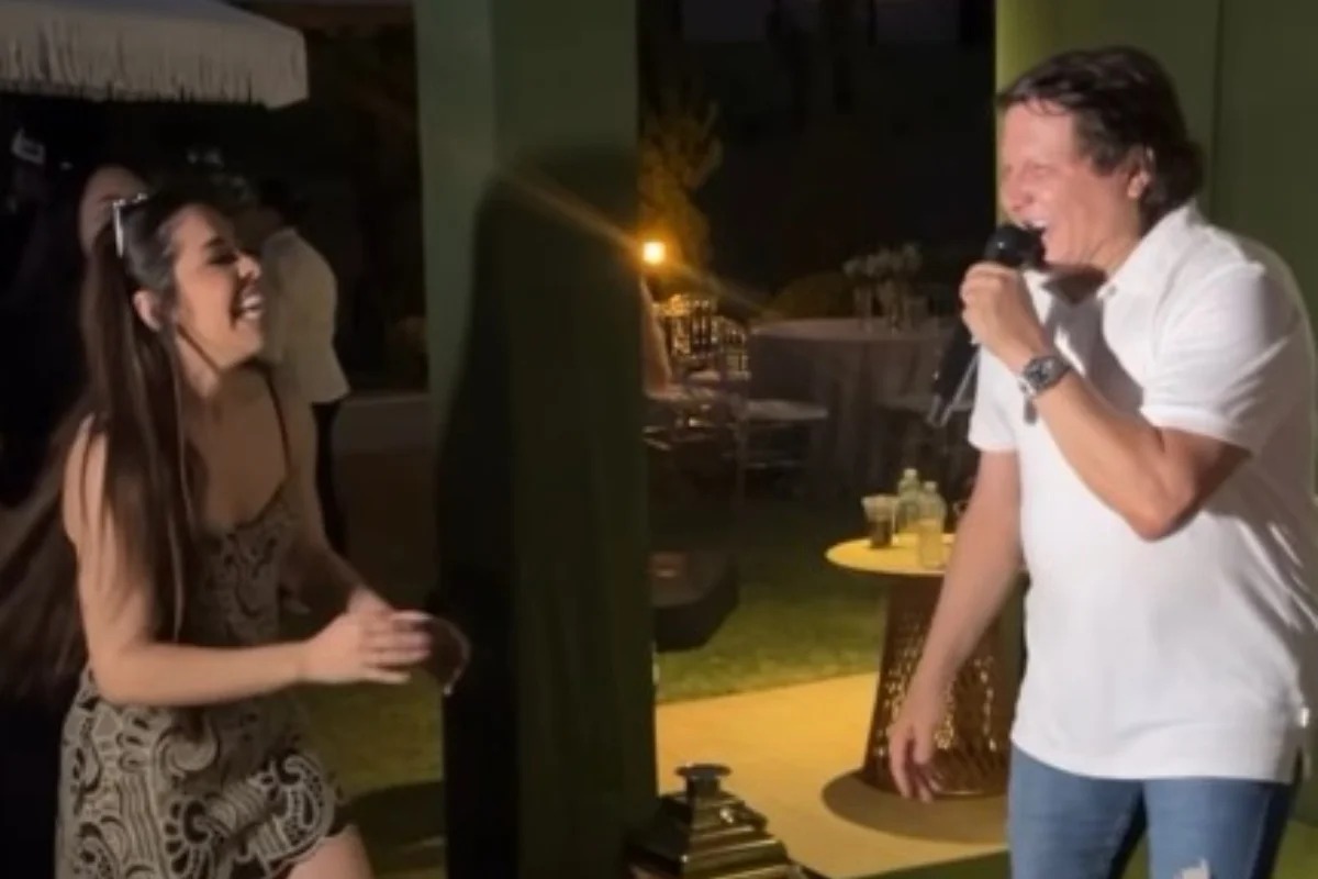 Giovani e Flavinha Correia dançaram juntos durante a festa de 56 anos do cantor