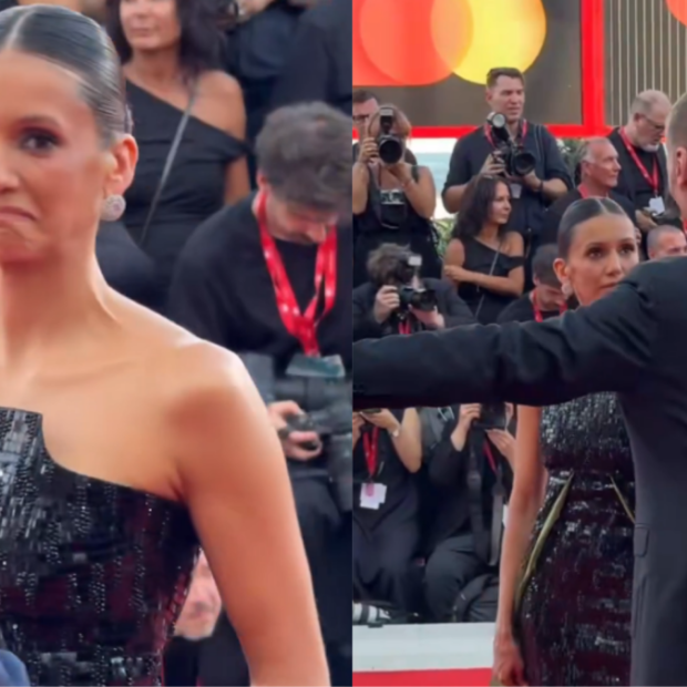 Nina Dobrev viveu um climão no Festival de Veneza ao ser interrompida por um segurança enquanto posava para os fotógrafos.